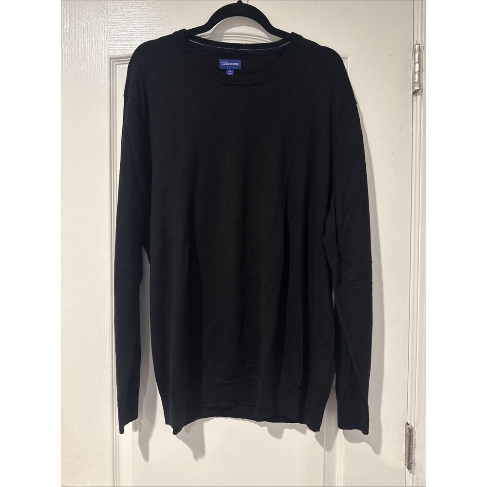 Club Room Men's Crew Neck Merino Wool Blend Minimalist Sweater Black Size XXL